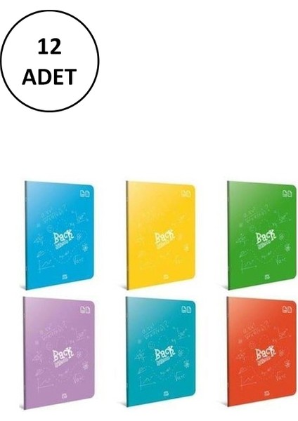 Back Tel Dikiş Plastik Kapak Defter A5 40 Yp Kareli 4990 12'li Paket