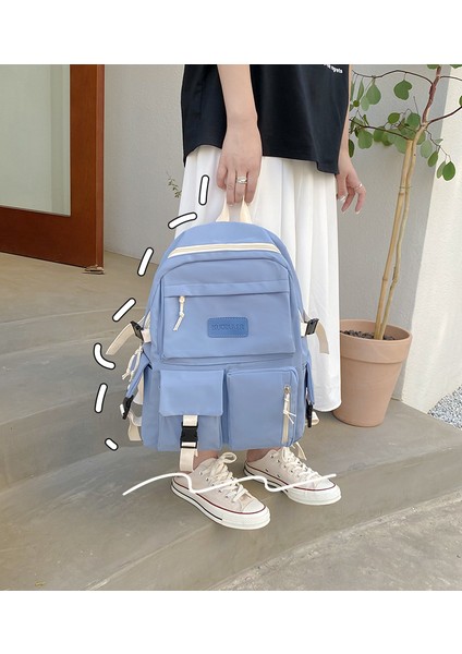 Rahat Sırt Çantası Baskı Olmadan Düz Renk Sırt Çantası Erkekler ve Kadınlar Için Tuval Iş Kıyafeti Tarzı Erkekler Için Okul Çantası (Yurt Dışından) modelleri