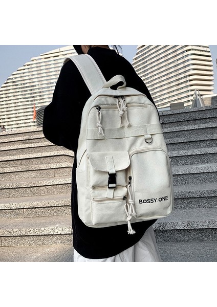 Rahat Sırt Çantası Baskı Olmadan Düz Renk Sırt Çantası Erkekler ve Kadınlar Için Tuval Iş Kıyafeti Tarzı Erkekler Için Okul Çantası (Yurt Dışından) fırsatları