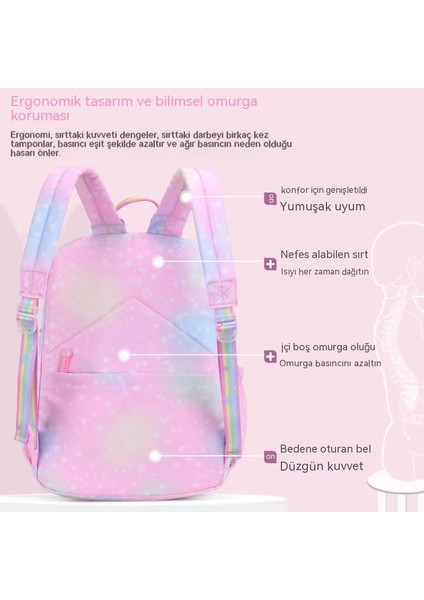 Yeni Ilkokul Okul Çantası Kız Çocuk Degrade 1-3 Sınıf Omurga Ultra Hafif Büyük Kapasiteli Sırt Çantası (Yurt Dışından) modelleri
