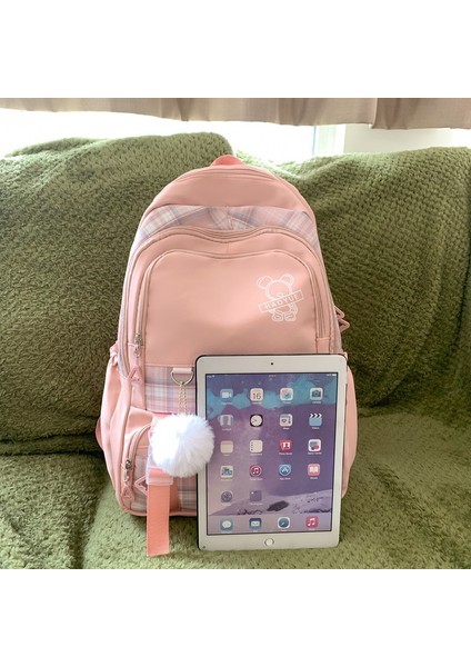 Okul Çantası Kadın Ortaokul ve Lise Öğrencisi Kızın Sırt Çantası Büyük Kapasiteli Ekose Basit Sırt Çantası (Yurt Dışından) indirimleri