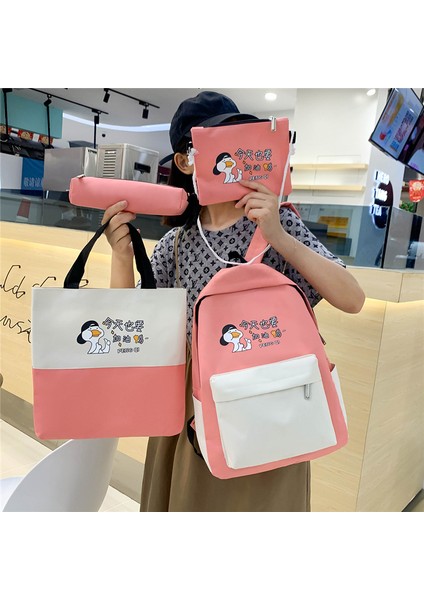 Ilköğretim Okulu Okul Çantası Dört Parçalı Eğitim Reklam Sırt Çantası Büyük Kapasiteli Taşınabilir Makyaj Çantası Küçük Kalem Çantası (Yurt Dışından) modelleri