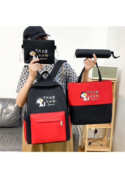 Ilköğretim Okulu Okul Çantası Dört Parçalı Eğitim Reklam Sırt Çantası Büyük Kapasiteli Taşınabilir Makyaj Çantası Küçük Kalem Çantası (Yurt Dışından) fırsatları