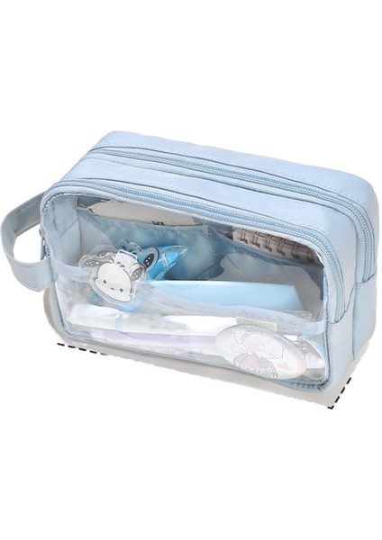 Taşınabilir Üç Katmanlı Büyük Kapasiteli Şeffaf Kalem Çantası Kız Versiyonu 2023 Yeni Ortaokul Kurşun Kalem Kutusu (Yurt Dışından)