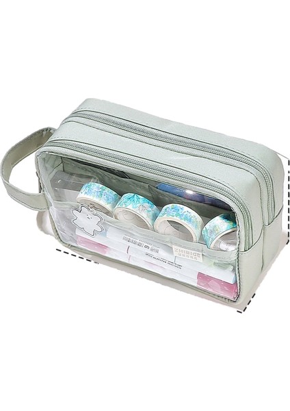 Taşınabilir Üç Katmanlı Büyük Kapasiteli Şeffaf Kalem Çantası Kız Versiyonu 2023 Yeni Ortaokul Kurşun Kalem Kutusu (Yurt Dışından)