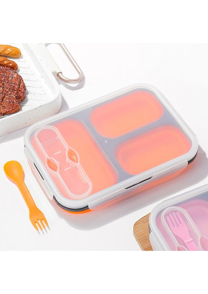 Yaratıcı Üç Izgara Katlanır Piknik Kutusu Beyaz Yakalı Öğrenci Bento Kutusu Yüksek Sıcaklığa Dayanıklı Silikon Taze Tutma Kutusu ile Silikon Öğle Yemeği Kutusu (Yurt Dışından) fiyatları