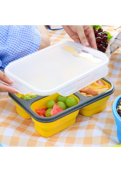 Yaratıcı Üç Izgara Katlanır Piknik Kutusu Beyaz Yakalı Öğrenci Bento Kutusu Yüksek Sıcaklığa Dayanıklı Silikon Taze Tutma Kutusu ile Silikon Öğle Yemeği Kutusu (Yurt Dışından) modelleri