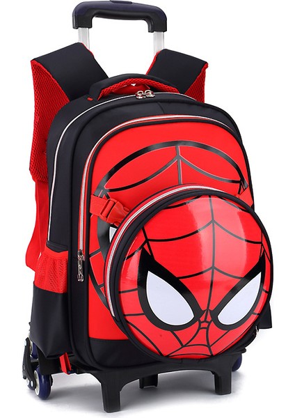 Çocuk Altı Tekerlekli Örümcek Adam Arabası Okul Çantası Ilköğretim Okulu Erkek Sınıf 2-5 Altı Tekerlekli Ayrılabilir (Yurt Dışından)