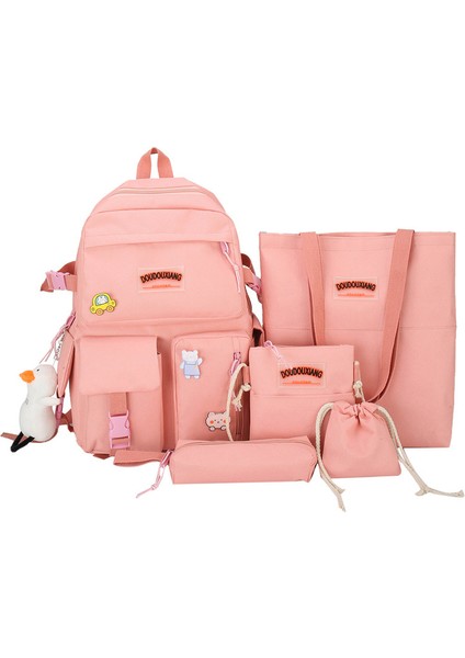 Öğrenci Okul Çantası Dört Parçalı Yeni Kore Moda Naylon Sırt Çantası Kadın Büyük Kapasiteli Sırt Çantası (Yurt Dışından)