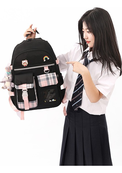 Yeni Ortaokul Öğrencisi Okul Çantası Kız Büyük Kapasiteli Ultra Hafif Yük Azaltma Omurga Ortaokul Öğrencisi Sırt Çantası (Yurt Dışından) modelleri