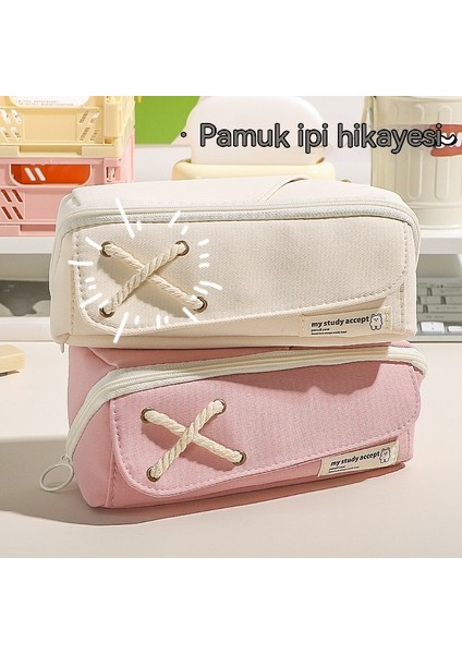Yüksek Değerli Pamuklu Ip Prizma Kalem Çantaları Ins Japon Büyük Kapasiteli Basit Kalem Kutusu Ilkokul Kız Versiyonu Kırtasiye Kutusu (Yurt Dışından) fiyatları