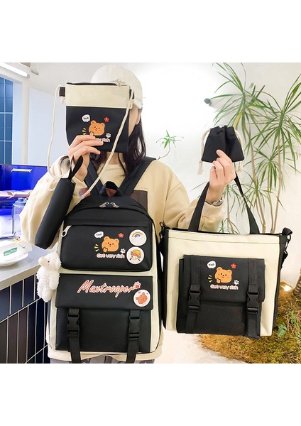 Beş Parçalı Öğrenci Okul Çantası Yeni Kampüs Sırt Çantası Eğitim Çantası Naylon Büyük Sırt Çantası (Yurt Dışından) modelleri