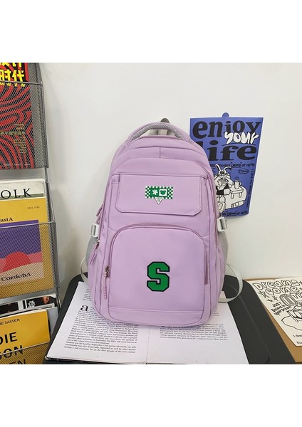 Büyük Kapasiteli Okul Çantası Basit Üniversite Öğrencisi Sırt Çantası Ortaokul Öğrenci Çantası (Yurt Dışından) fiyatları