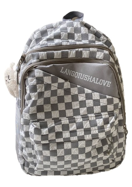 Ortaokul Öğrencisi Sırt Çantası Moda Ekose Kadın Rahat Omuz Çantası Büyük Kapasiteli Basit Kızlar Için Okul Çantası (Yurt Dışından)