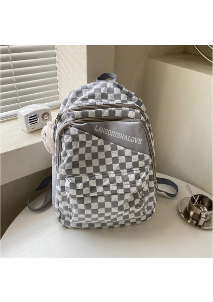 Ortaokul Öğrencisi Sırt Çantası Moda Ekose Kadın Rahat Omuz Çantası Büyük Kapasiteli Basit Kızlar Için Okul Çantası (Yurt Dışından) modelleri