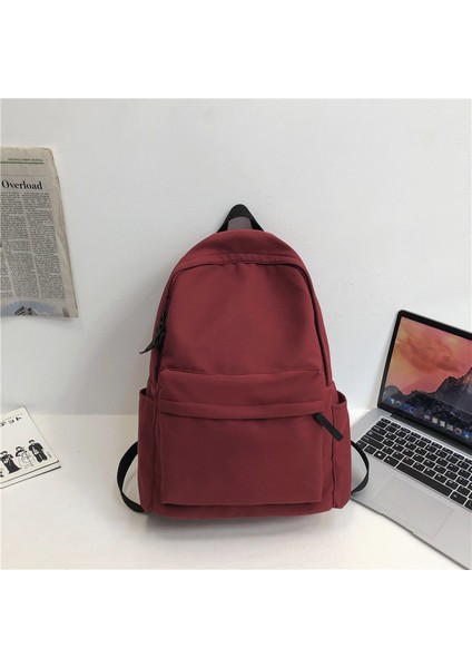 Öğrenci Okul Çantası Tek Renkli Sırt Çantası Kadın Moda Büyük Kapasiteli Sırt Çantası (Yurt Dışından) fırsatları