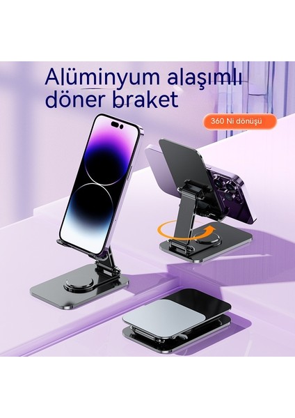 Alüminyum Alaşımlı Cep Telefonu Tutucusu Masaüstü Çok Fonksiyonlu Canlı Yayın Braketi Katlanır Dönen Metal Cep Telefonu Tutucusu (Yurt Dışından)