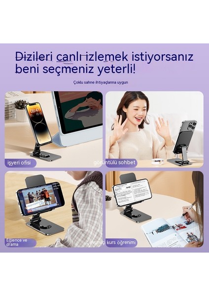 Alüminyum Alaşımlı Cep Telefonu Tutucusu Masaüstü Çok Fonksiyonlu Canlı Yayın Braketi Katlanır Dönen Metal Cep Telefonu Tutucusu (Yurt Dışından)