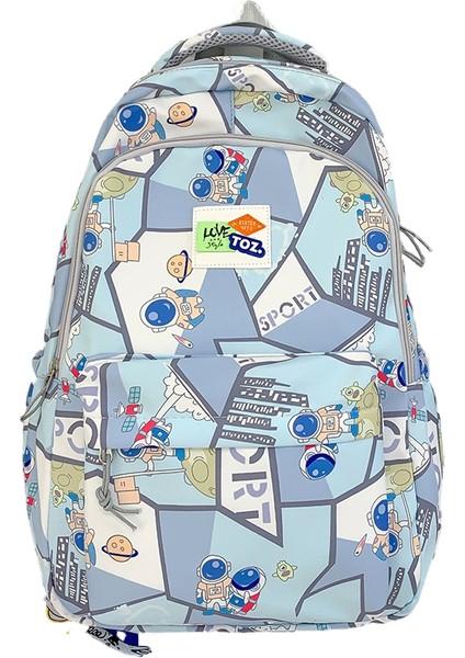 Karikatür Baskılı Sırt Çantası Yeni Gelgit Renk Dikiş Ortaokul Öğrenci Okul Çantası Büyük Kapasiteli Eğlence Sırt Çantası (Yurt Dışından)