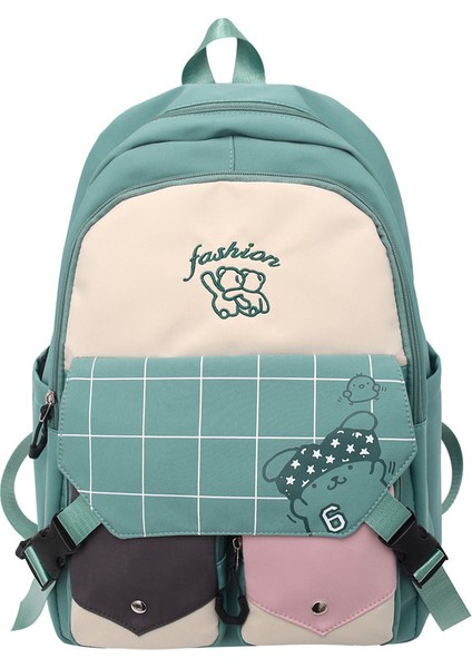Kadın Ortaokul Öğrencileri Için Kontrast Renkli Sırt Çantası Büyük Kapasiteli Kampüs Okul Çantası Karikatür Rahat Ekose Sırt Çantası (Yurt Dışından) fırsatları