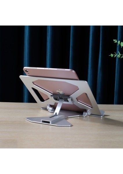 Metal Alüminyum Alaşımlı Dizüstü Bilgisayar Standı Soğutma Rafı Kaldırma Katlanır Canlı Öğrenme Masaüstü Tablet Standı (Yurt Dışından)