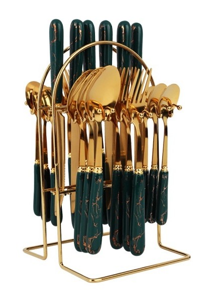 Paslanmaz Çelik Sofra Takımı Biftek Bıçağı Kaşık Çatal 24 Parça Otel Hediye Seramik Saplı Sofra Takımı Seti (Yurt Dışından) fırsatları