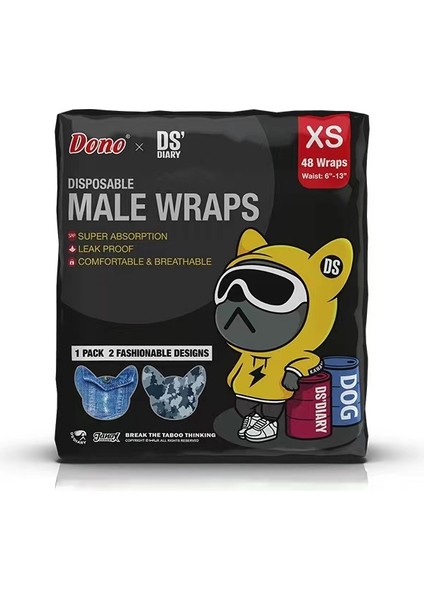 Dono Erkek Köpek Tek Kullanımlık Çocuk Bezi/çocuk Bezi, 48 Tablet, Süper Emici, Sızdırmaz Uydurma, Uyarıcı Idrara Çıkma, Inkontinans, Xs Kodu (Yurt Dışından)