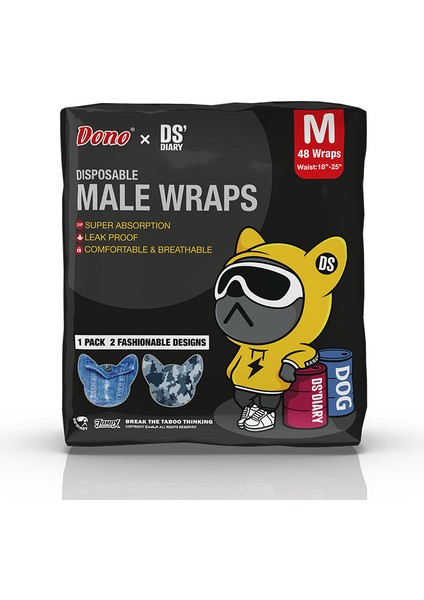 Dono Erkek Köpek Tek Kullanımlık Çocuk Bezi/çocuk Bezi, 48 Tablet, Süper Emici, Sızdırmaz Uydurma, Uyarıcı Idrara Çıkma, Inkontinans, M Kodu (Yurt Dışından)