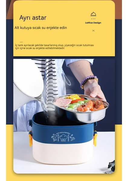 Öğrenci Öğle Yemeği Kutusu, Çift Paslanmaz Çelik Yalıtımlı Öğle Yemeği Kutusu, 1200ML Kapasite (Yurt Dışından) fırsatları