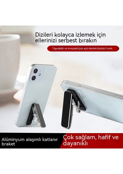 Alüminyum Alaşımlı Mini Tembel Cep Telefonu Tutucusu Masaüstü Kompakt Taşınabilir Katlanır Braket Geri Yapışkan Cep Telefonu Tutucusu Güçlü ve Hafif (Yurt Dışından)