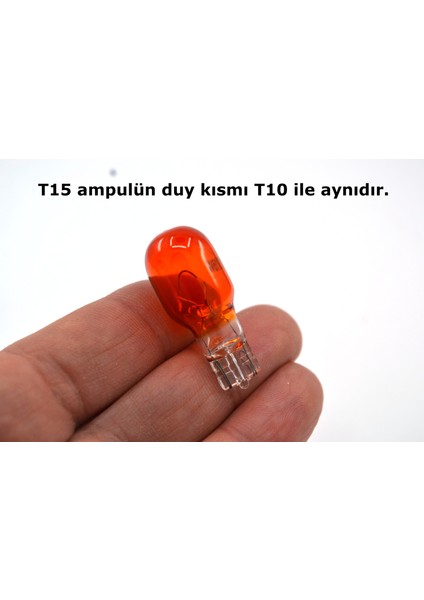 10 Adet Turuncu 12V 16W T15 Dipsiz Ampul Ön Park Ampulü