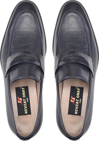 Siyah Termo Tabanlı Aynası Baskılı Deri Kışlık Loafer -21572-