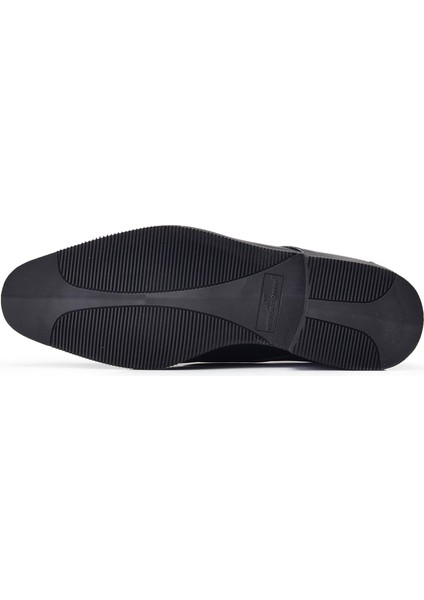 Siyah Termo Tabanlı Aynası Baskılı Deri Kışlık Loafer -21572-