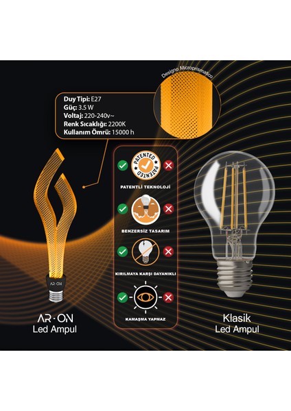 Dekoratif LED Ampul MOD1013 E27 2200 Kelvin