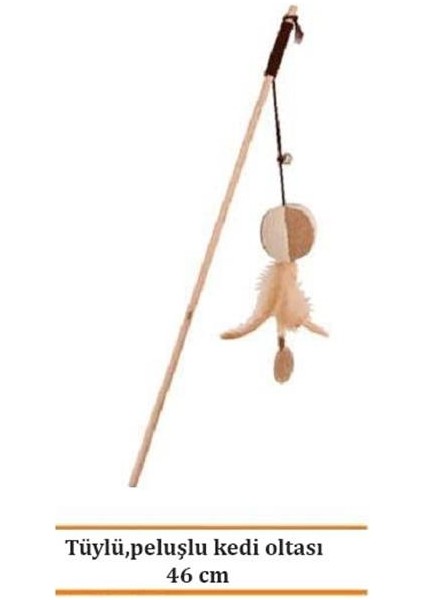 Tüylü ve Peluşlu Kedi Oltası 46 cm