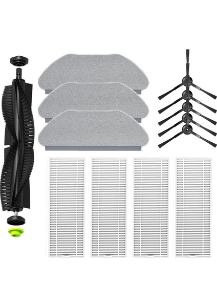 Ana Yan Fırça Filtresi ve Paspas Bezi Yedek Aksesuarlar Qihoo 360 S10 X100 Max Robotik Elektrikli Süpürge (Yurt Dışından)