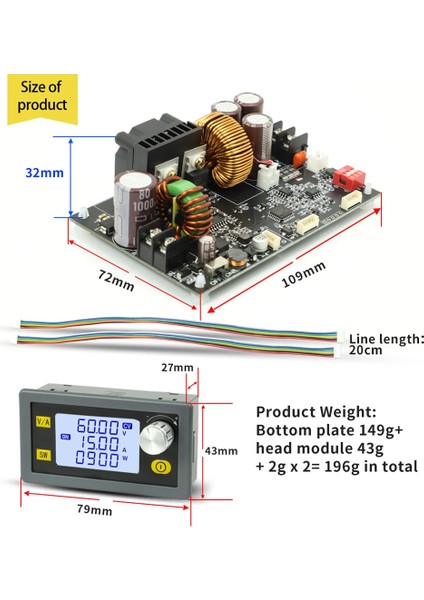 XY6015L Ayarlanabilir Dc Stabilize Gerilim Güç Kaynağı Sabit Gerilim ve Sabit Akım 15A/900W Düşürme Modülü, A (Yurt Dışından)