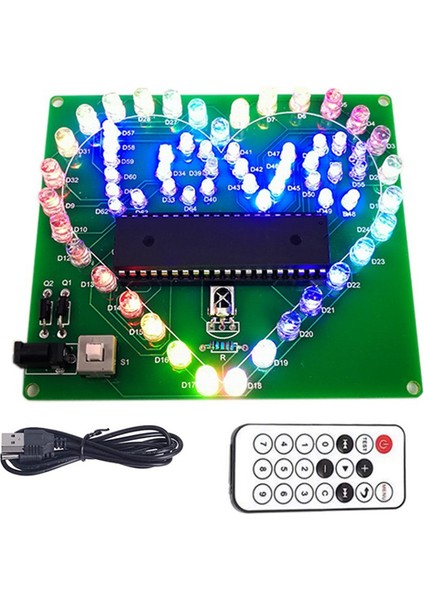 Dıy Elektronik Kiti Renkli LED Flaş Aşk Kalp Dıy Uzaktan Kumanda Lehimleme Projesi Kitinin Hediyesi Kabuk Olmadan (Yurt Dışından)