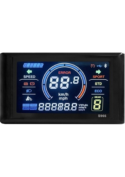 Elektrikli Bisiklet Ekranı 24V-72V Su Geçirmez LCD Ekran S966 Elektrikli Bisiklet Denetleyici Paneli Pano, Sm Konektörü (Yurt Dışından)