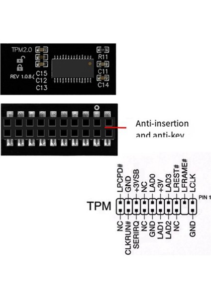 20 Pimli Koruma Modülü Tpm2.0 WIN11 Yükseltme Testi Için 20 Pimli Güvenlik Bloğu Güvenilir Platform Uyumlu Modül (Yurt Dışından)
