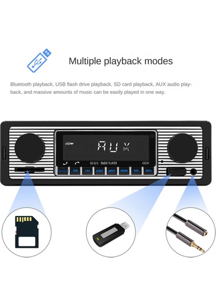 Kanallı 60W Bluetooth Araç Radyosu Araba Mp3 Çalar Plug-In U Disk Araba Radyosu Kablo Koruma Fonksiyonu ile Araba Için (Yurt Dışından)