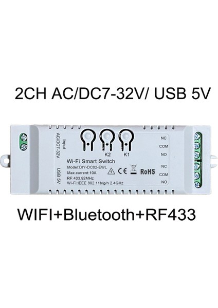 2ch Wifi Akıllı Anahtar Dıy Zamanlayıcı + Uzaktan 7-32 V Wifi + RF433 + Bt Ev Otomasyon Modülü Alexa Google Ev Için Iftt (Yurt Dışından)