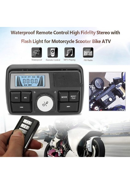 Motosiklet Ses Mp3 Radyo Stereo Hoparlörler Bluetooth Su Geçirmez Fm 5 Eq Fonksiyonları LCD Ekran Usb/sd/tf (Yurt Dışından)