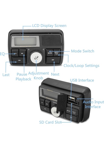 Motosiklet Ses Mp3 Radyo Stereo Hoparlörler Bluetooth Su Geçirmez Fm 5 Eq Fonksiyonları LCD Ekran Usb/sd/tf (Yurt Dışından)