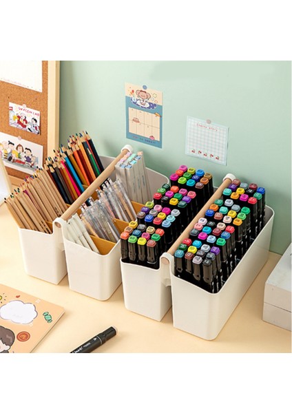 Ahşap Saplı 2 Paket Kalem Tutucu Masa Caddy'leri, Ayarlanabilir Bölmeli Sanat El Sanatları Depolama Organizatörü (Beyaz / Sarı) (Yurt Dışından) fiyatları