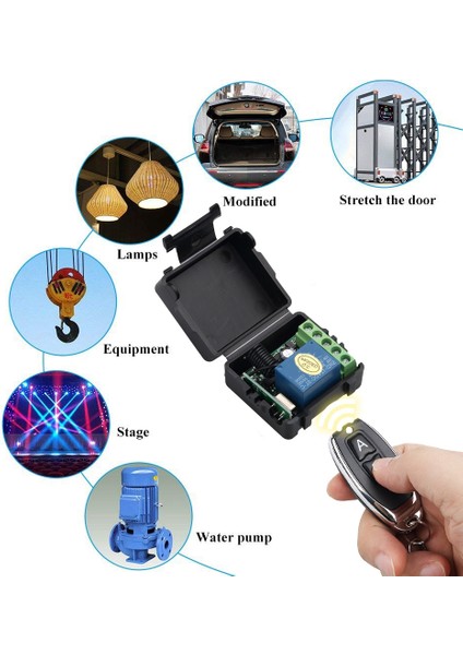 433 Mhz Rf Kablosuz Anahtar Alıcı Dc 12 V Tek Röle Alıcı Modülü, 2 Uzaktan Verici ile (Yurt Dışından)