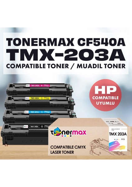 Hp 203A CF540A / Hp Color Laserjet M280NW Muadil Toner Takım
