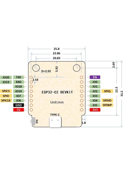 Mini ESP32-C2 Geliştirme Kartı Yerleşik Espc2-12 Modülü, ESP8266 ESP-12E/F Geliştirme Devre Kartı Modülünün Yerini Alır (Yurt Dışından)