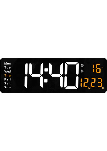 16 Inç LED Dijital Ekran Duvar Saati Sıcaklık ve Nem Göstergesi Avrupa Duvar Saati Zamanlayıcı Geri Sayım Sayacı Turuncu (Yurt Dışından)