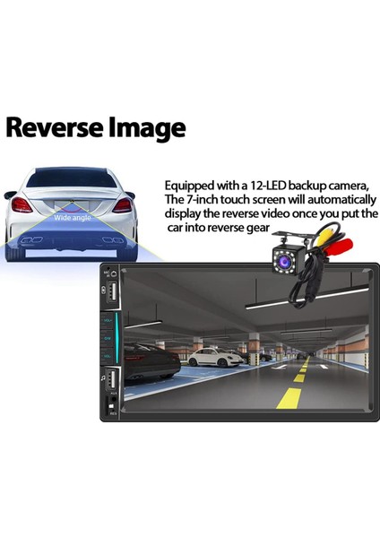Carplay Özellikli Çift Din Araba Stereo, 7 Inç Dokunmatik Ekran Radyo Bluetooth ve Yedek Kameralı Telefon Ayna Bağlantısı Ses Alıcısı (Yurt Dışından) fiyatları